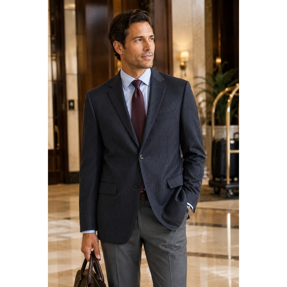 Hickey Freeman Loro Piana Tasmanian Wool Pinstripe Blazer Sport Coat 42R
